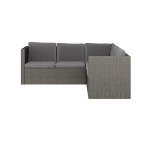 English Elm Roan Indoor/Outdoor L-Shaped Sectional Set with Storage Coffee Table for Stylish Relaxation & Comfort Gray Cushions/Gray Frame BN-WS404-GY-GY-GG