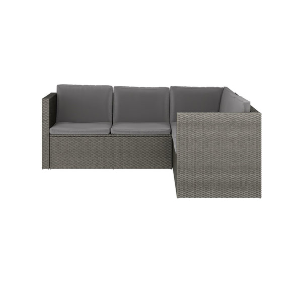 English Elm Roan Indoor/Outdoor L-Shaped Sectional Set with Storage Coffee Table for Stylish Relaxation & Comfort Gray Cushions/Gray Frame BN-WS404-GY-GY-GG