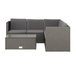 English Elm Roan Indoor/Outdoor L-Shaped Sectional Set with Storage Coffee Table for Stylish Relaxation & Comfort Gray Cushions/Gray Frame BN-WS404-GY-GY-GG