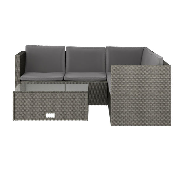 English Elm Roan Indoor/Outdoor L-Shaped Sectional Set with Storage Coffee Table for Stylish Relaxation & Comfort Gray Cushions/Gray Frame BN-WS404-GY-GY-GG