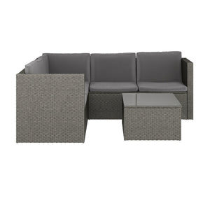 English Elm Roan Indoor/Outdoor L-Shaped Sectional Set with Storage Coffee Table for Stylish Relaxation & Comfort Gray Cushions/Gray Frame BN-WS404-GY-GY-GG