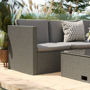 English Elm Roan Indoor/Outdoor L-Shaped Sectional Set with Storage Coffee Table for Stylish Relaxation & Comfort Gray Cushions/Gray Frame BN-WS404-GY-GY-GG