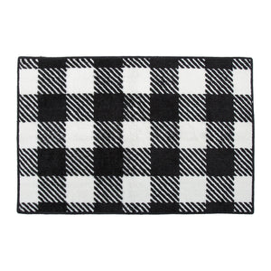 Hiend Accents Camille Buffalo Check Rug - Cozy Farmhouse Style With Anti-slip Backing For Kitchen And Bath Spaces Black,White 100% Premium Arylic,Latex Backing Bn1778