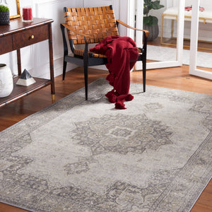 Safavieh Brentwood Low-Profile Area Rug With Subtle Medallion In Grey Tones, Durable Power-Loomed 3/8" Pile 10'-0" x 13'-0" BNT826F-10