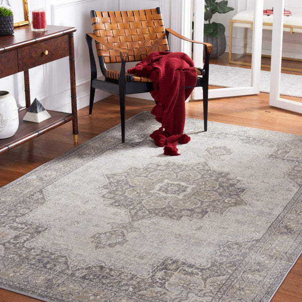Safavieh Brentwood Low-Profile Area Rug With Subtle Medallion In Grey Tones, Durable Power-Loomed 3/8" Pile 10'-0" x 13'-0" BNT826F-10