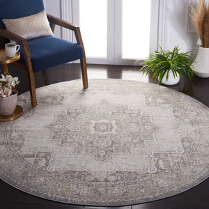 Safavieh Brentwood Low-Profile Grey Area Rug With Subtle Medallion, Durable Poly-Jute Weave For High-Traffic Rooms 7'-0" x 9'-0" BNT826F-79