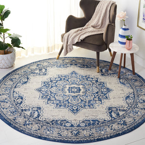 Safavieh Brentwood Blue Ivory Traditional Medallion Area Rug — Power-Loomed Turkish Durability, Low-Profile Elegance 6'-0" x 8'-0" BNT826M-68