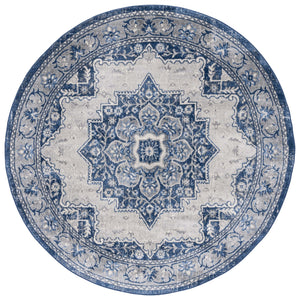 Safavieh Brentwood Blue Ivory Traditional Medallion Area Rug — Power-Loomed Turkish Durability, Low-Profile Elegance 6'-0" x 8'-0" BNT826M-68
