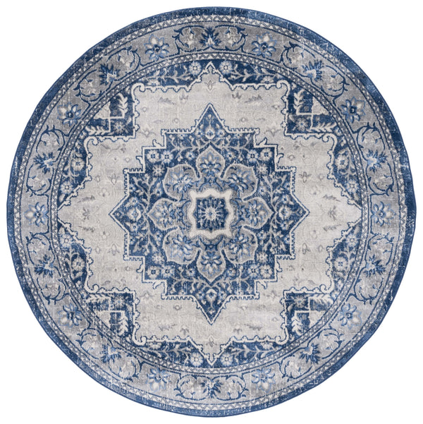 Safavieh Brentwood Blue Ivory Traditional Medallion Area Rug — Power-Loomed Turkish Durability, Low-Profile Elegance 6'-0" x 8'-0" BNT826M-68