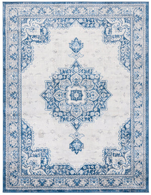 Safavieh Brentwood Blue Ivory Traditional Medallion Area Rug — Power-Loomed Turkish Durability, Low-Profile Elegance 6'-0" x 8'-0" BNT826M-68