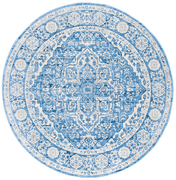 Safavieh Brentwood Ivory And Navy Floral Area Rug — Low-Profile 3/8" Power-Loomed Polypropylene Jute Blend 6'-0" x 8'-0" BNT832A-68