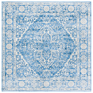Safavieh Brentwood Ivory And Navy Floral Area Rug — Low-Profile 3/8" Power-Loomed Polypropylene Jute Blend 6'-0" x 8'-0" BNT832A-68