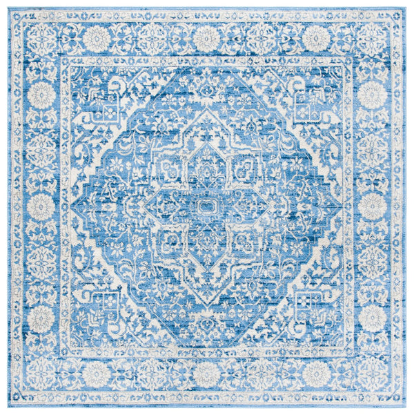 Safavieh Brentwood Ivory And Navy Floral Area Rug — Low-Profile 3/8" Power-Loomed Polypropylene Jute Blend 6'-0" x 8'-0" BNT832A-68