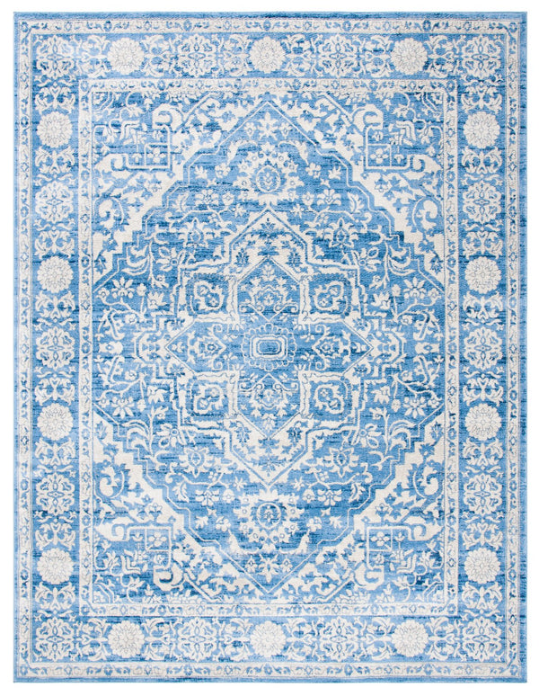 Safavieh Brentwood Ivory And Navy Floral Area Rug — Low-Profile 3/8" Power-Loomed Polypropylene Jute Blend 6'-0" x 8'-0" BNT832A-68