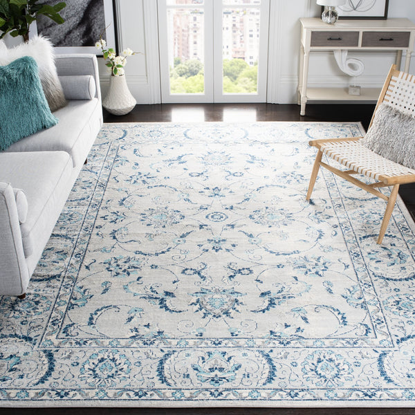 Safavieh Brentwood Area Rug - Timeless Elegance With Transitional Design, Durable Construction & Soft Texture Light Grey ,Blue 60% Polypropylene,40% Jute Bnt854g-10r