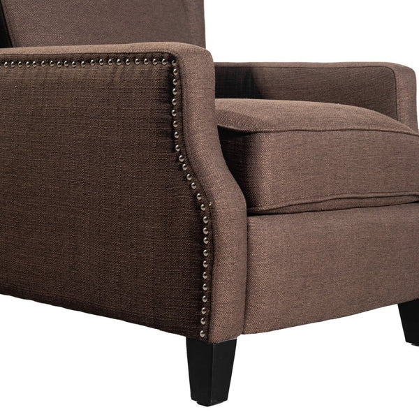 English Elm Prescott Traditional Wingback Push-Back Recliner Chair with Elegant Nailhead Trim for Comfort Brown BO-BS7002-1-BR-GG