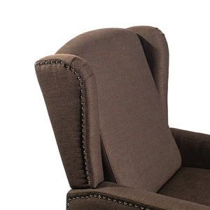 English Elm Prescott Traditional Wingback Push-Back Recliner Chair with Elegant Nailhead Trim for Comfort Brown BO-BS7002-1-BR-GG