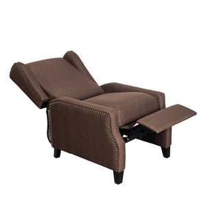English Elm Prescott Traditional Wingback Push-Back Recliner Chair with Elegant Nailhead Trim for Comfort Brown BO-BS7002-1-BR-GG