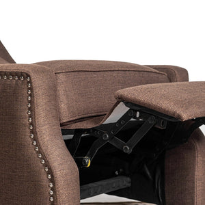 English Elm Prescott Traditional Wingback Push-Back Recliner Chair with Elegant Nailhead Trim for Comfort Brown BO-BS7002-1-BR-GG