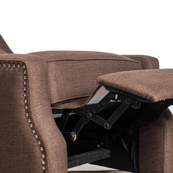 English Elm Prescott Traditional Wingback Push-Back Recliner Chair with Elegant Nailhead Trim for Comfort Brown BO-BS7002-1-BR-GG