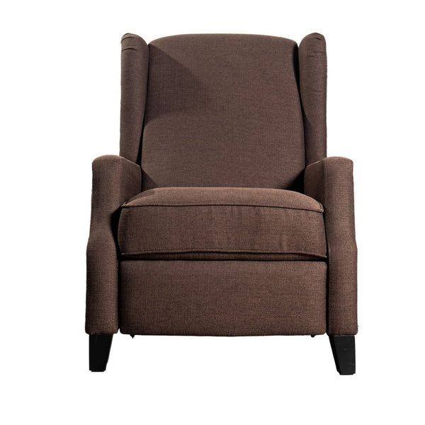 English Elm Prescott Traditional Wingback Push-Back Recliner Chair with Elegant Nailhead Trim for Comfort Brown BO-BS7002-1-BR-GG