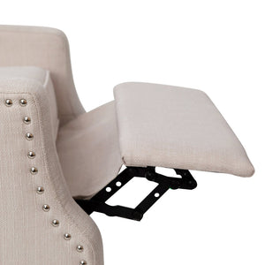 English Elm Prescott Traditional Wingback Push-Back Recliner Chair with Elegant Nailhead Trim for Comfort Cream BO-BS7002-1-CREAM-GG