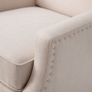 English Elm Prescott Traditional Wingback Push-Back Recliner Chair with Elegant Nailhead Trim for Comfort Cream BO-BS7002-1-CREAM-GG
