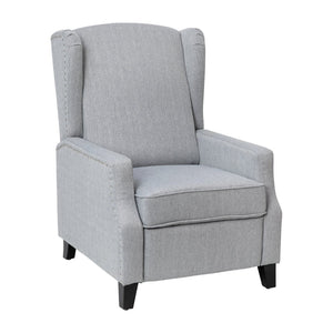 English Elm Prescott Traditional Wingback Push-Back Recliner Chair with Elegant Nailhead Trim for Comfort Gray BO-BS7002-1-GY-GG