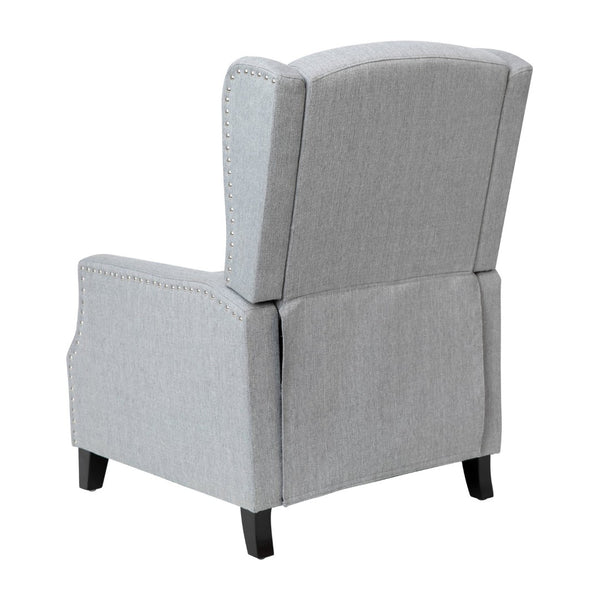 English Elm Prescott Traditional Wingback Push-Back Recliner Chair with Elegant Nailhead Trim for Comfort Gray BO-BS7002-1-GY-GG