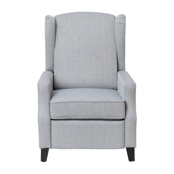 English Elm Prescott Traditional Wingback Push-Back Recliner Chair with Elegant Nailhead Trim for Comfort Gray BO-BS7002-1-GY-GG