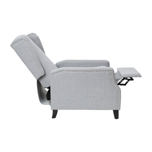 English Elm Prescott Traditional Wingback Push-Back Recliner Chair with Elegant Nailhead Trim for Comfort Gray BO-BS7002-1-GY-GG