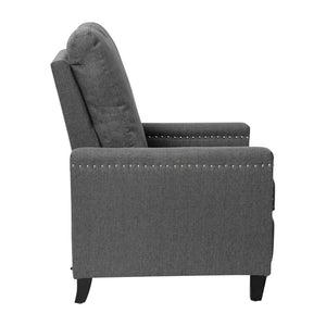 English Elm Carson Transitional Push Back Recliner Chair - Cozy Gray Upholstery & Nailhead Trim Design for Comfort BO-BS7003-GY-GG