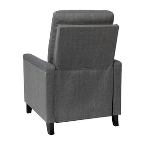 English Elm Carson Transitional Push Back Recliner Chair - Cozy Gray Upholstery & Nailhead Trim Design for Comfort BO-BS7003-GY-GG