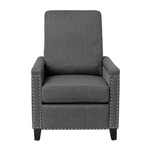 English Elm Carson Transitional Push Back Recliner Chair - Cozy Gray Upholstery & Nailhead Trim Design for Comfort BO-BS7003-GY-GG