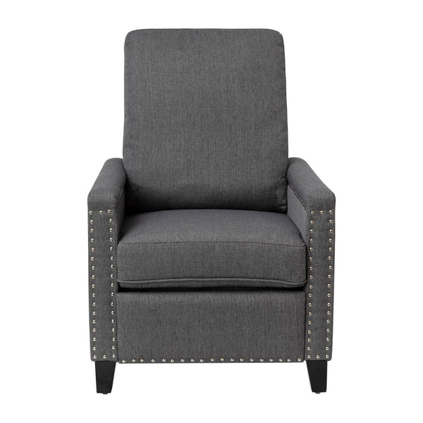 English Elm Carson Transitional Push Back Recliner Chair - Cozy Gray Upholstery & Nailhead Trim Design for Comfort BO-BS7003-GY-GG
