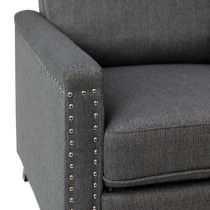 English Elm Carson Transitional Push Back Recliner Chair - Cozy Gray Upholstery & Nailhead Trim Design for Comfort BO-BS7003-GY-GG