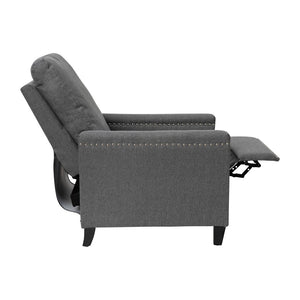 English Elm Carson Transitional Push Back Recliner Chair - Cozy Gray Upholstery & Nailhead Trim Design for Comfort BO-BS7003-GY-GG