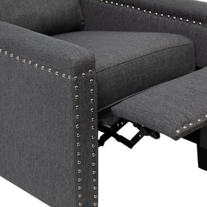 English Elm Carson Transitional Push Back Recliner Chair - Cozy Gray Upholstery & Nailhead Trim Design for Comfort BO-BS7003-GY-GG