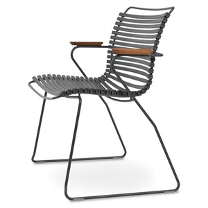 Soho Concept Bodrum Arm Chair Stackable - Durable Metal Frame, Waterproof Wood Armrests, Uv & Mildew Resistant Dark Grey  Soho-concept-dining-chair-14046