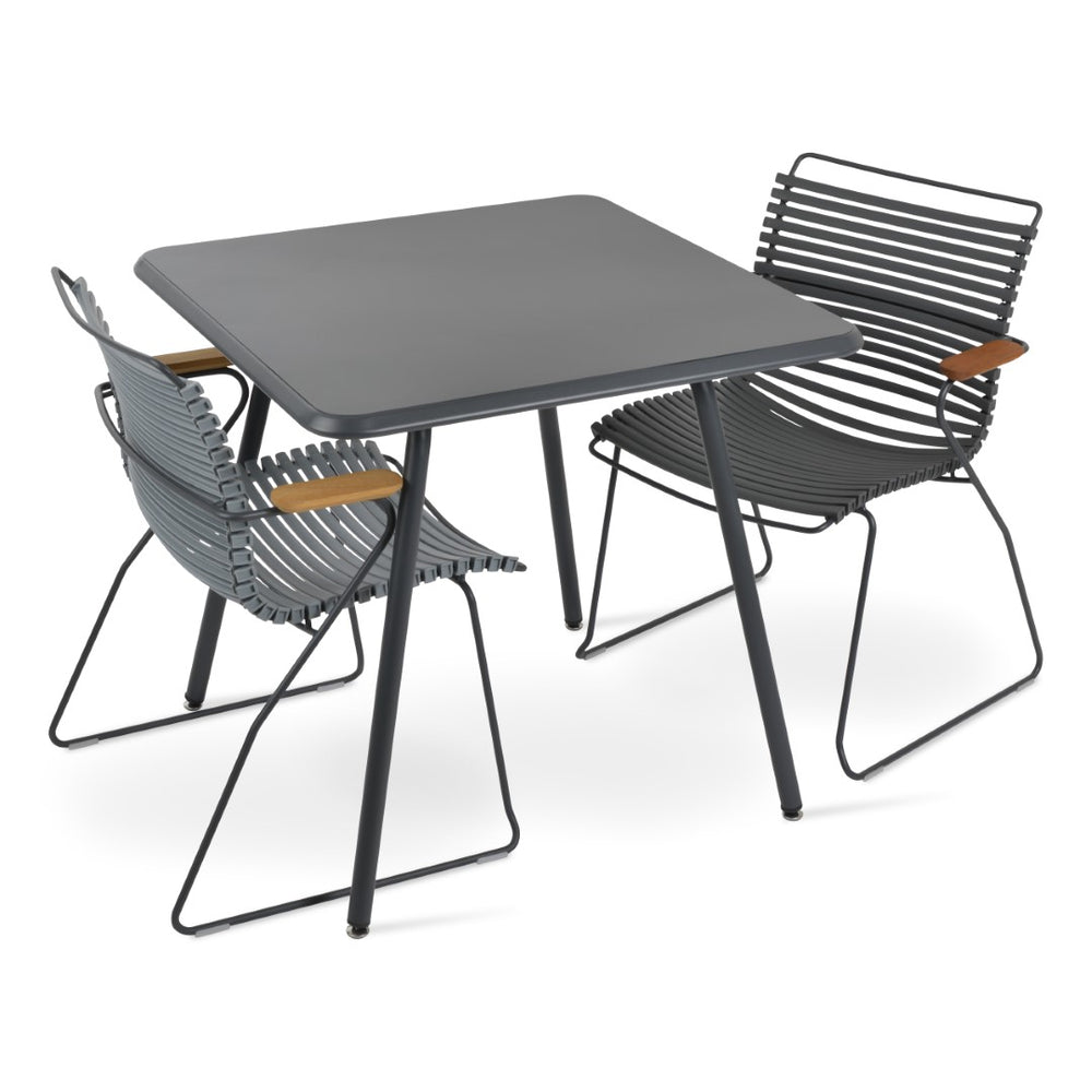 Soho Concept Bodrum Arm Chair - Stackable, Weather-resistant Design With Solid Metal Frame & Ireko Wood Arms Dark Grey,Light Grey  Soho-concept-dining-chair-14047