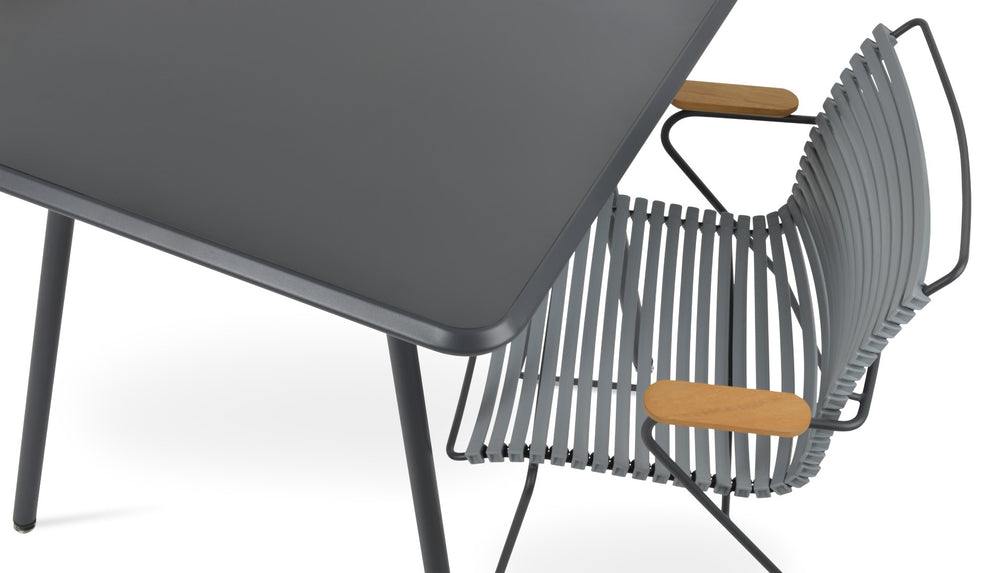 Soho Concept Bodrum Arm Chair Stackable - Durable Metal Frame, Waterproof Wood Armrests, Uv & Mildew Resistant   Soho-concept-dining-chair-13604