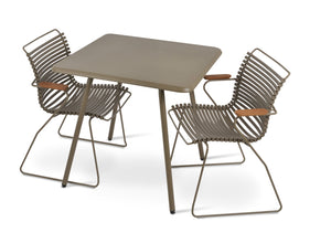 Soho Concept Bodrum Arm Chair Stackable - Durable Metal Frame, Waterproof Wood Armrests, Uv & Mildew Resistant Light Cappucino Plastic Lamellas Seat  Soho-concept-dining-chair-14021