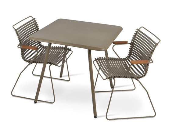 Soho Concept Bodrum Arm Chair Stackable - Durable Metal Frame, Waterproof Wood Armrests, Uv & Mildew Resistant Light Cappucino Plastic Lamellas Seat  Soho-concept-dining-chair-14021