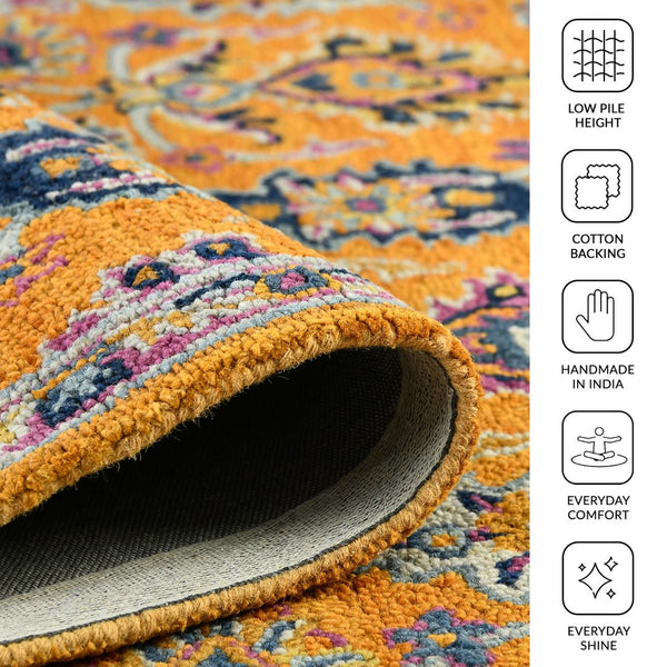 Amer Rugs Boho Hand-tufted Floral Area Rug – Vibrant Colors, Plush Design, Perfect For Bohemian Homes Orange Wool Boh10203