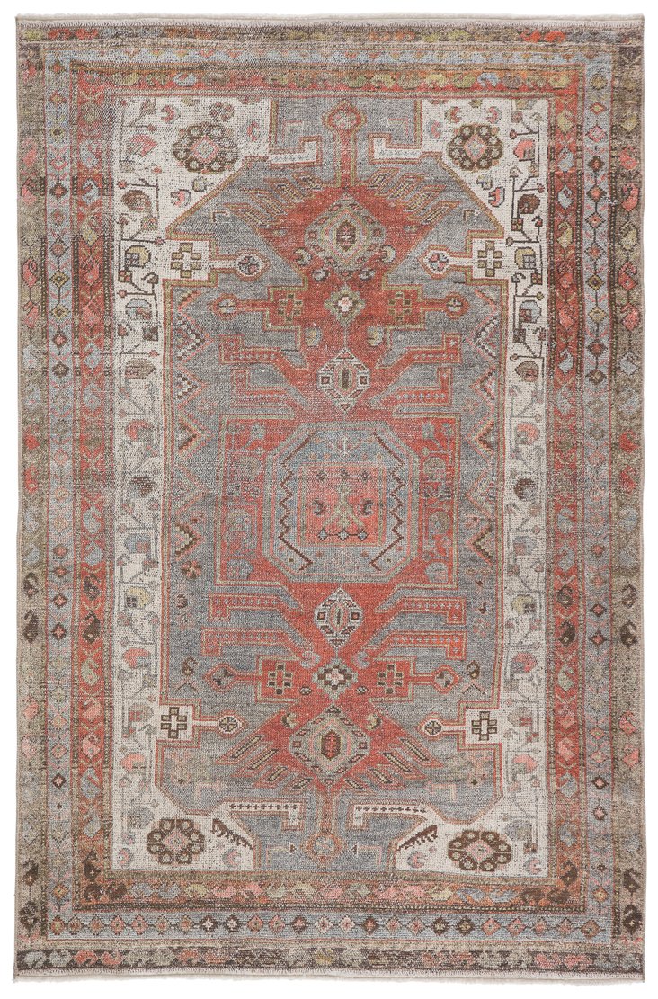 Jaipur Living Boheme Palazza Boh10 Powerloomed Machinemade 78% Cotton 22% Polyester Vintage Medallion Indoor Rug Slate, Red 78% Cotton 22% Polyester, 100% Cotton Rug145896