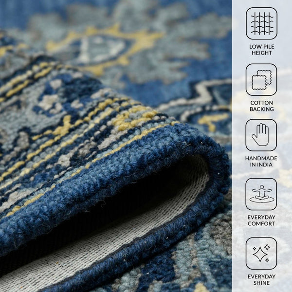 Amer Rugs Boho Hand-tufted Area Rug In Bold Colors, Plush 100% New Zealand Wool, Perfect For Bohemian Spaces Steel Blue Wool Boh110203