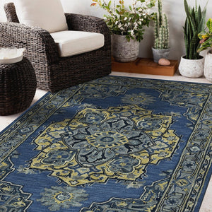 Amer Rugs Boho Hand-tufted Area Rug In Bold Colors, Plush 100% New Zealand Wool, Perfect For Bohemian Spaces Steel Blue Wool Boh110203