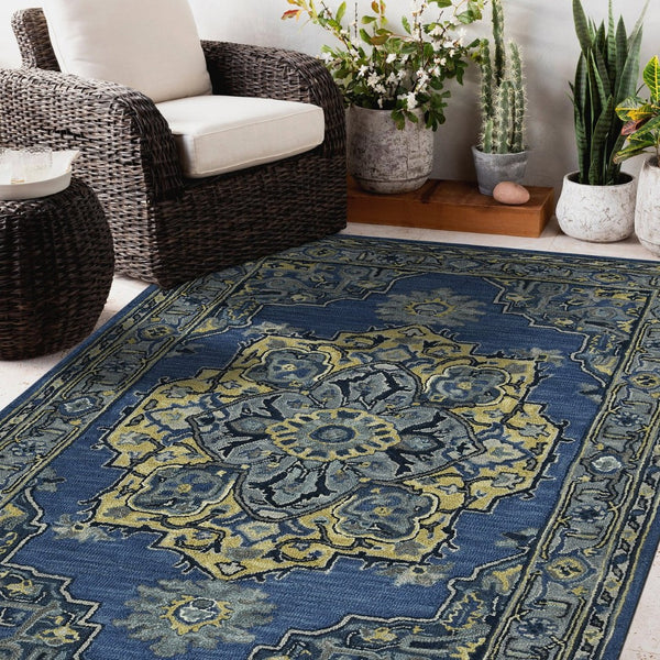 Amer Rugs Boho Hand-tufted Area Rug In Bold Colors, Plush 100% New Zealand Wool, Perfect For Bohemian Spaces Steel Blue Wool Boh110203