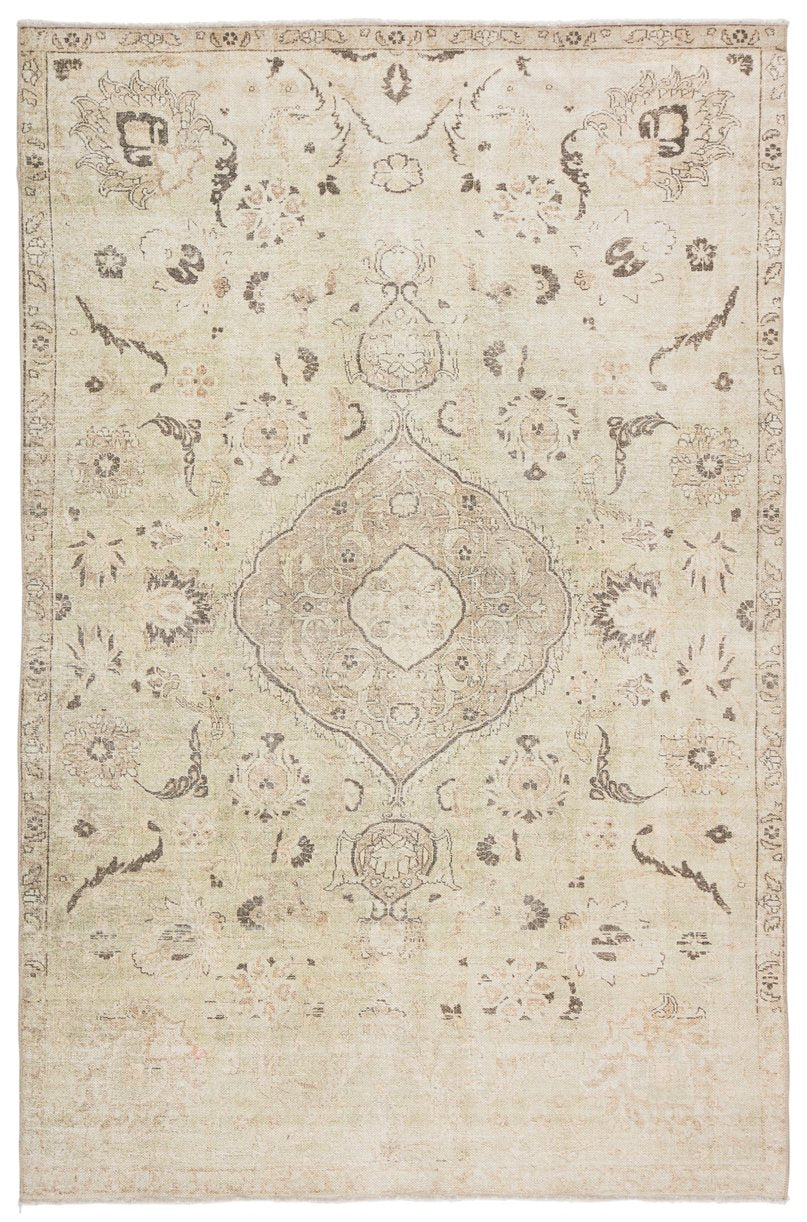 Jaipur Living Boheme Victoire Boh12 Powerloomed Machinemade 78% Cotton 22% Polyester Vintage Vintage Look Indoor Rug Tan, Light Green 78% Cotton 22% Polyester, 100% Cotton Rug145860