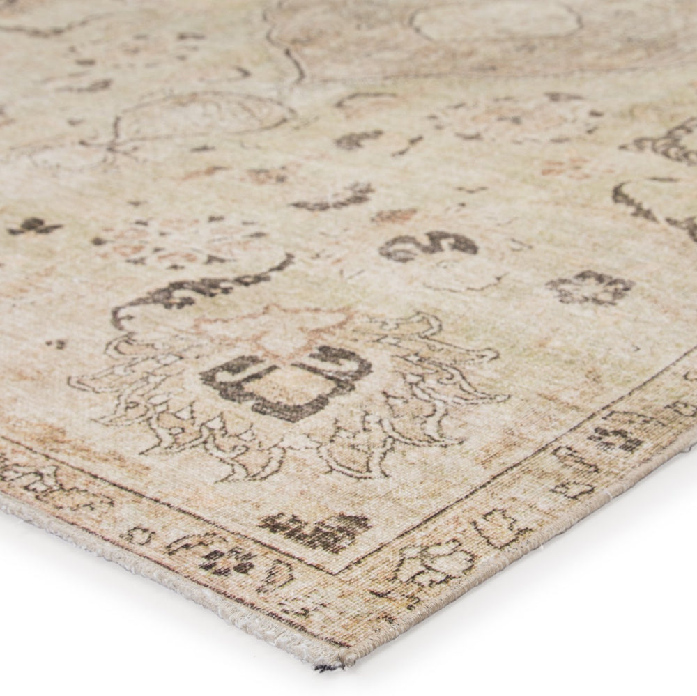 Jaipur Living Boheme Victoire Boh12 Powerloomed Machinemade 78% Cotton 22% Polyester Vintage Vintage Look Indoor Rug Tan, Light Green 78% Cotton 22% Polyester, 100% Cotton Rug145860